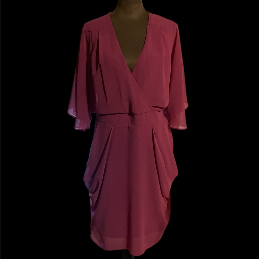 City Chic Vibrant Pink 3/4 Sleeve Dress